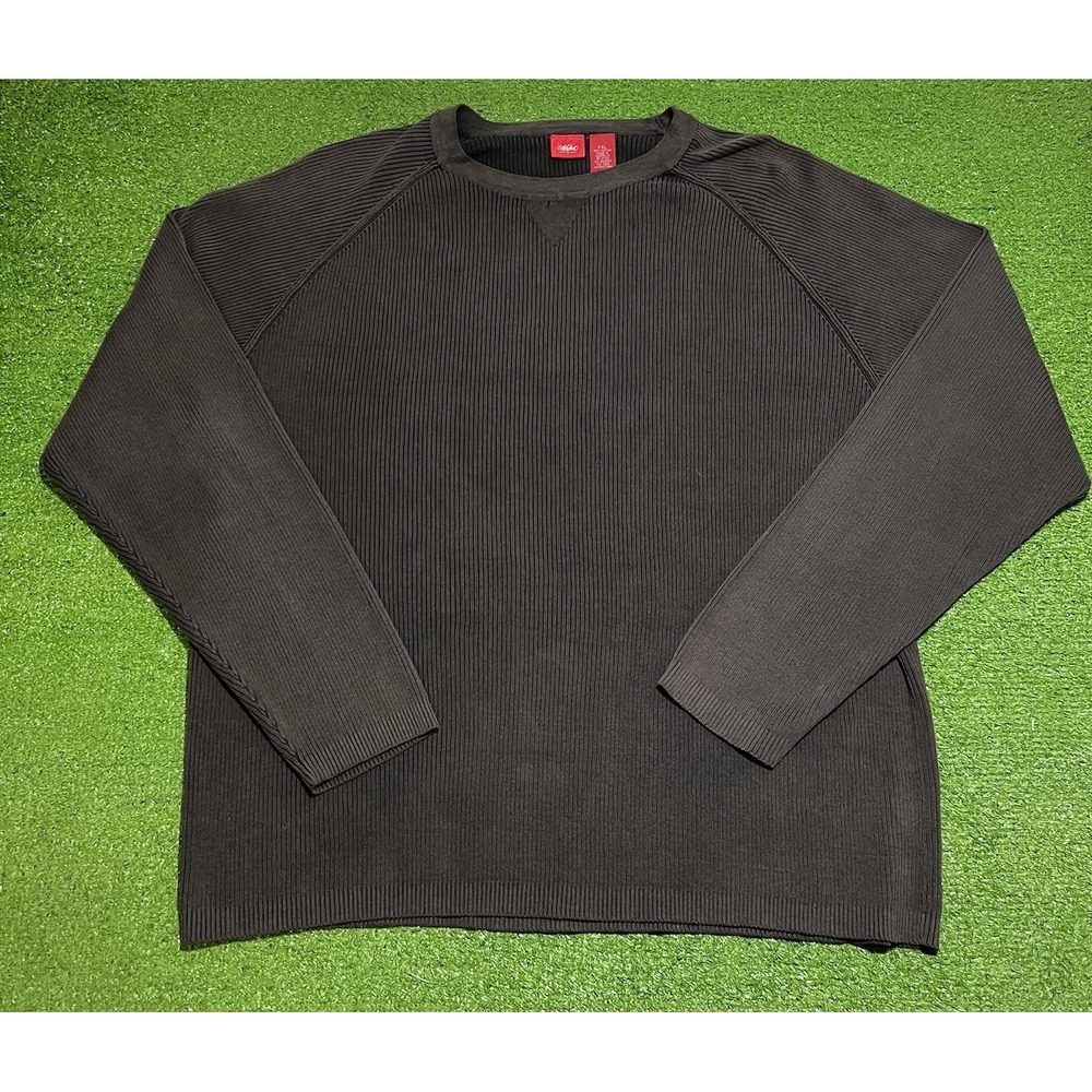 Vintage Y2K Mossimo Ribbed Sweater men 2XL Chocolate Brown Cropped HEAVY cotton